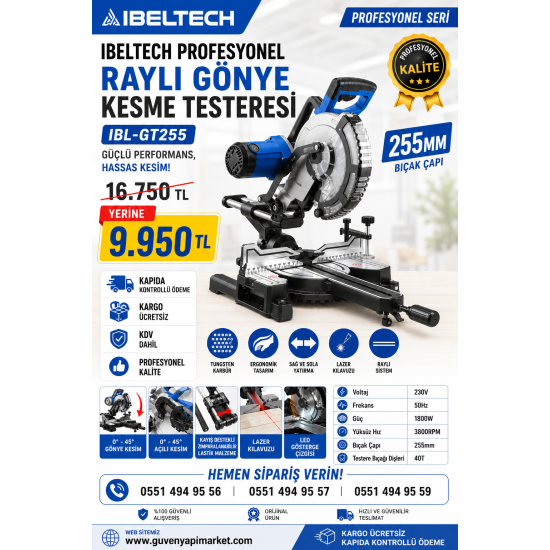 250 LİK RAYDARLI KIZAKLI LAZERLİ GÖNYE KESME