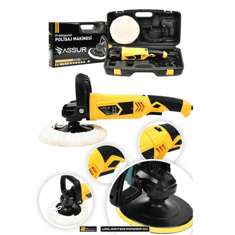 Assur 1200w Polisaj Makinesi Devir Ayarlı 6 Kademeli 180mm Pasta Cila Assur 1200w Polisaj Makinesi Devir Ayarlı 6 Kademeli 180mm Pasta Cila