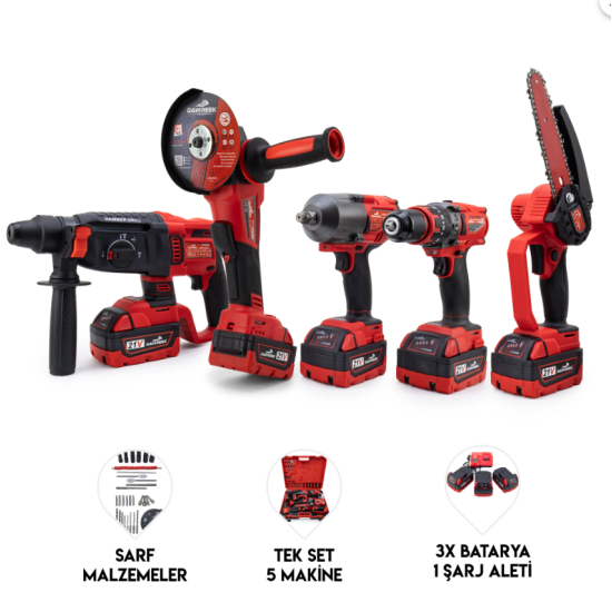 Dawreek BEŞLİ SET MW700R (13mm Ç.Mandren+S.Sıkma+Ş.Spral+Ş.Hilti+BUDAMA)