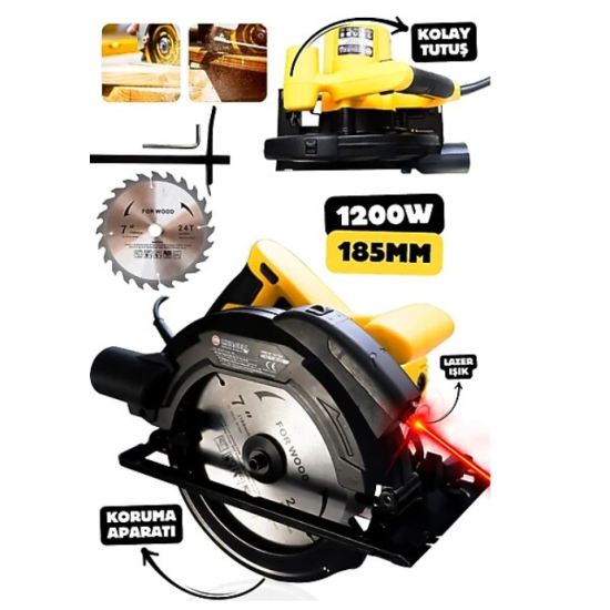 Mur-Cell LAZERLİ Dairesel Testere Sunta Kesme 185 Mm 1200W