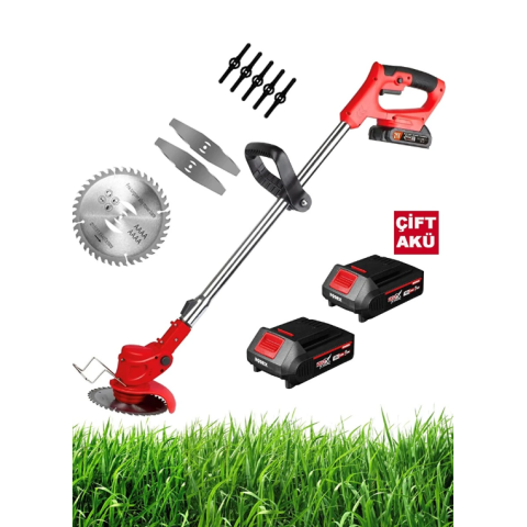 Rodex Çift Akülü Şarjlı Kenar Ot Çalı Çim Biçme Kesme Tırpan Makinesi
