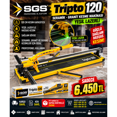 SGS TRİPTO 120 Seramik ve Granit Kesme Makinesi LAZERLİ