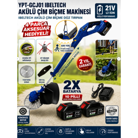 ŞARJLI Çim Biçme Makinesi Tırpan X2 10 Pilli 21V Bataryalı 4 Aksesuar Hediyeli Şarjlı Ot Kesme ŞARJLI Çim Biçme Makinesi Tırpan X2 10 Pilli 21V Bataryalı 4 Aksesuar Hediyeli Şarjlı Ot Kesme