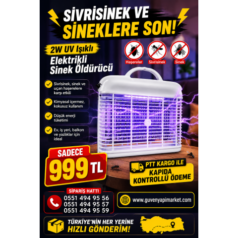 2W UV Işıklı Elektrikli Sinek Öldürücü